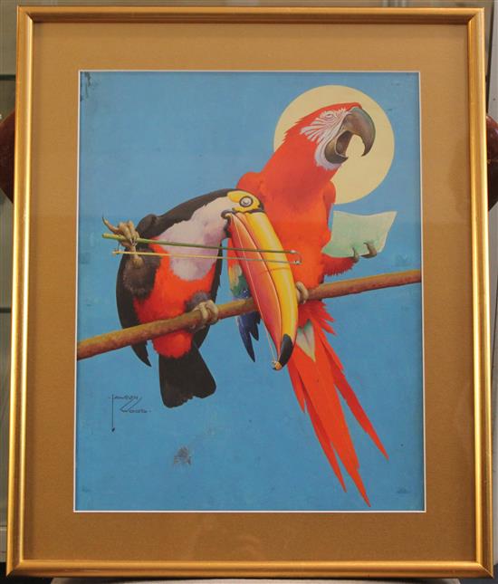 Lawson Wood (1878-1957) Parrot and Toucan Duet, 16.5 x 13in.